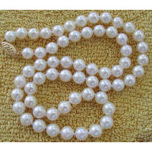 8-9mm runde natürliche Süßwasser kultivierte Perlen Halskette Schmuck